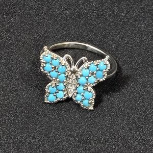 925 Estate Sleeping Beauty Turquoise Butterfly Ring. Reasonable Offers Accepted